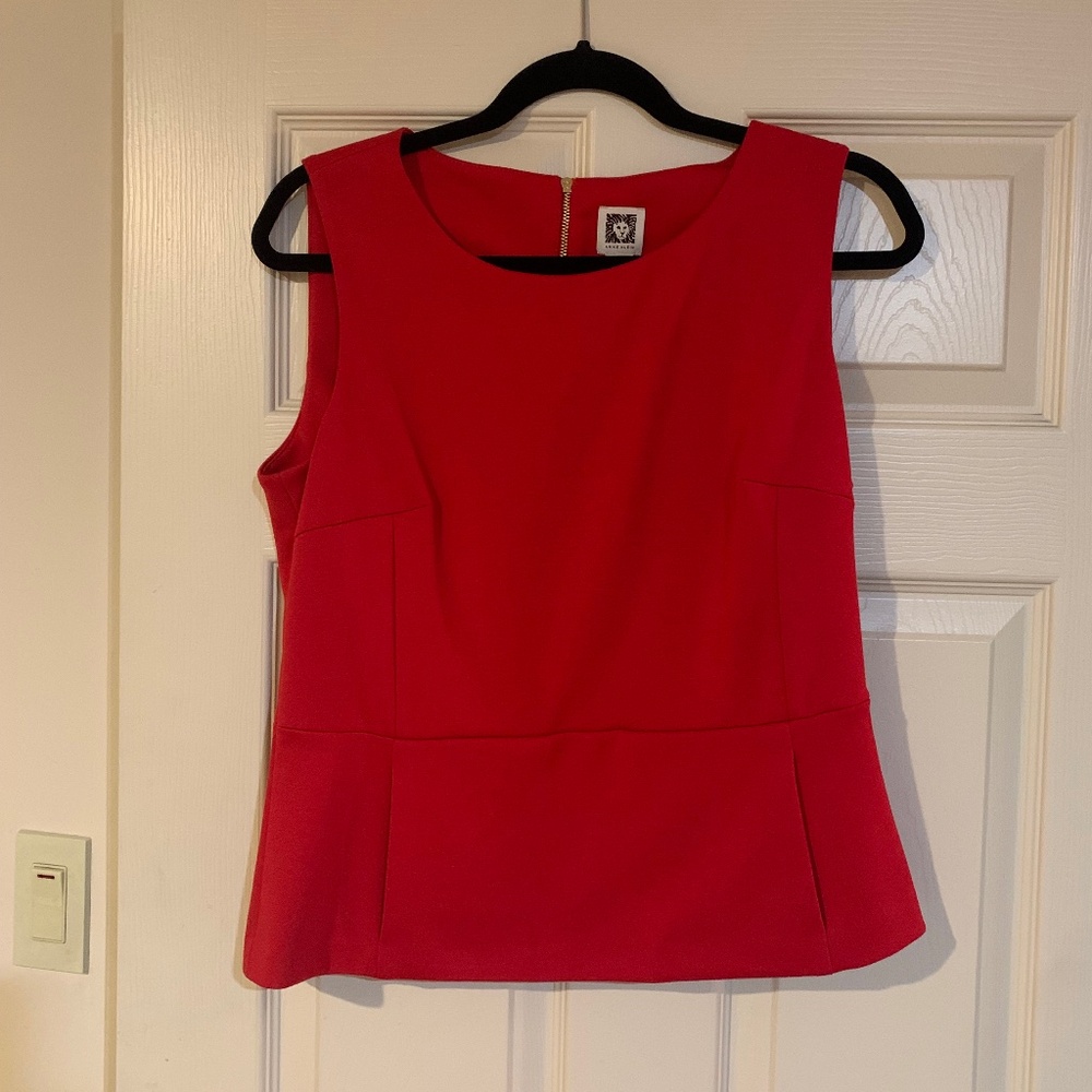 Anne Klein Red Peplum Sleeveless Top sz 8